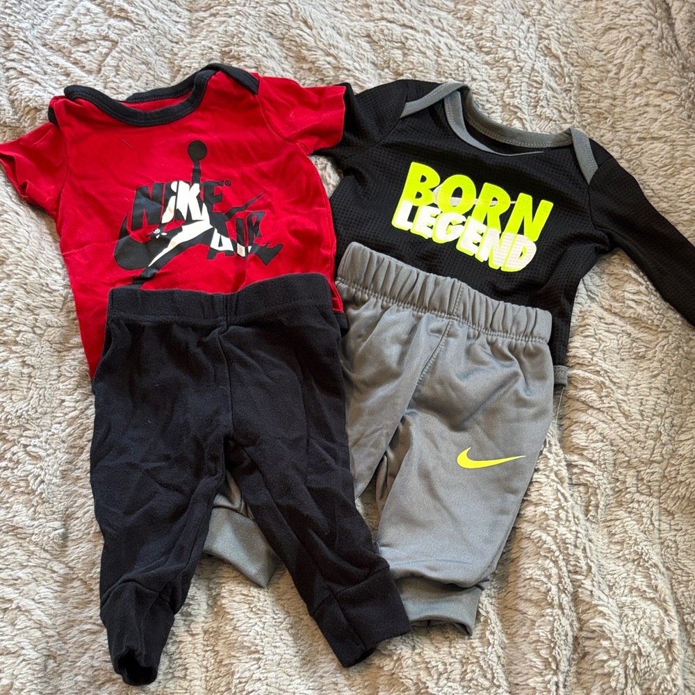 Nike 3 month bundle Athletic Sets bundle  - Red, Black & Gray with Neon Yellow